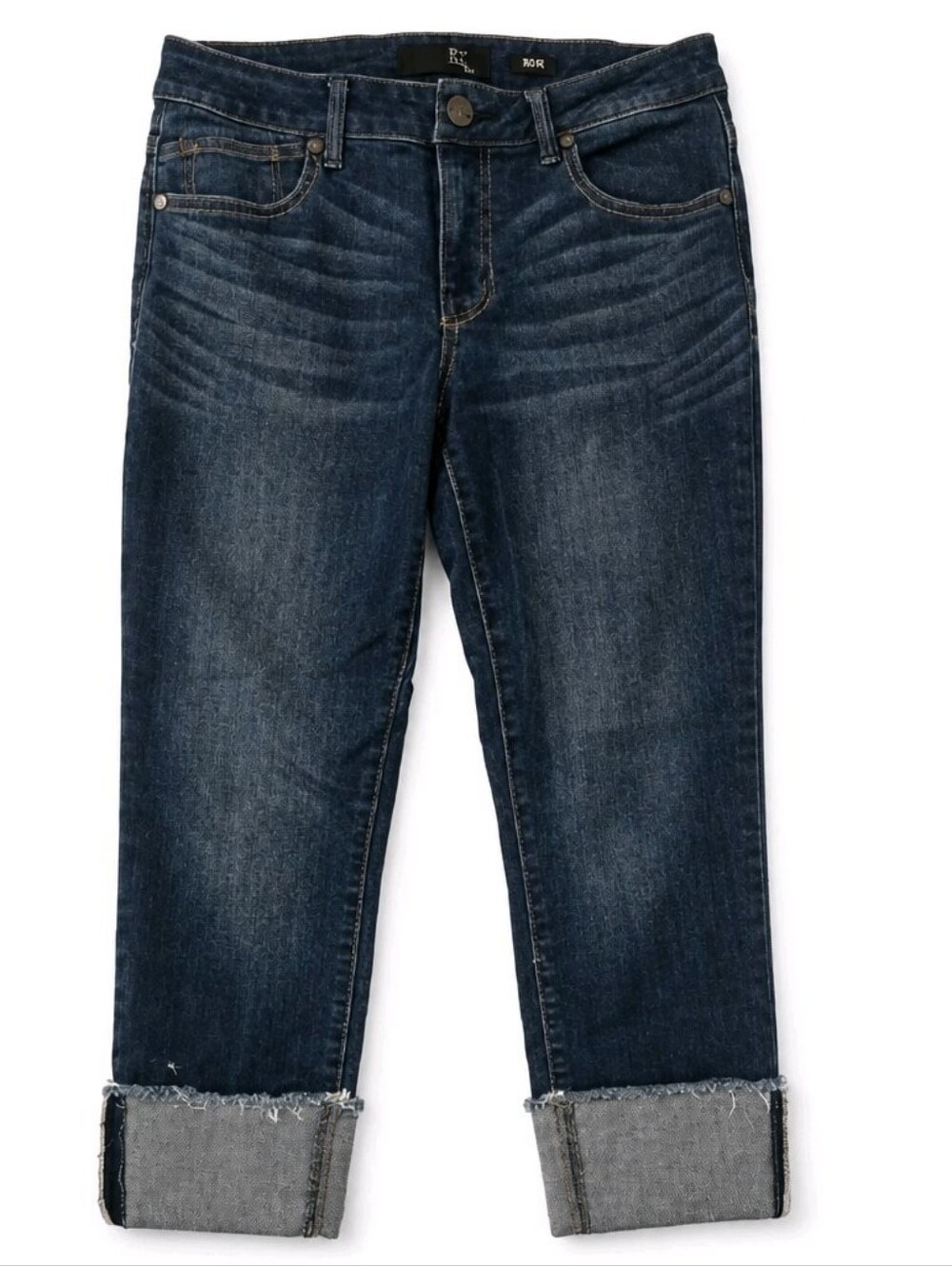 1822 DENIN "Taylor" Dark Wash Mid Rise Crop Style Cuffed Jeans